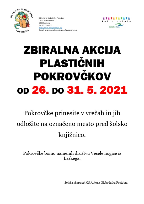 26. – 31. 5. 2021 – Zbiralna akcija plastičnih pokrovčkov